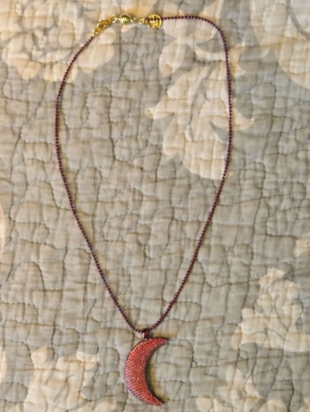 By Alexa Rae NWOT Crescent Moon Necklace Dark Red